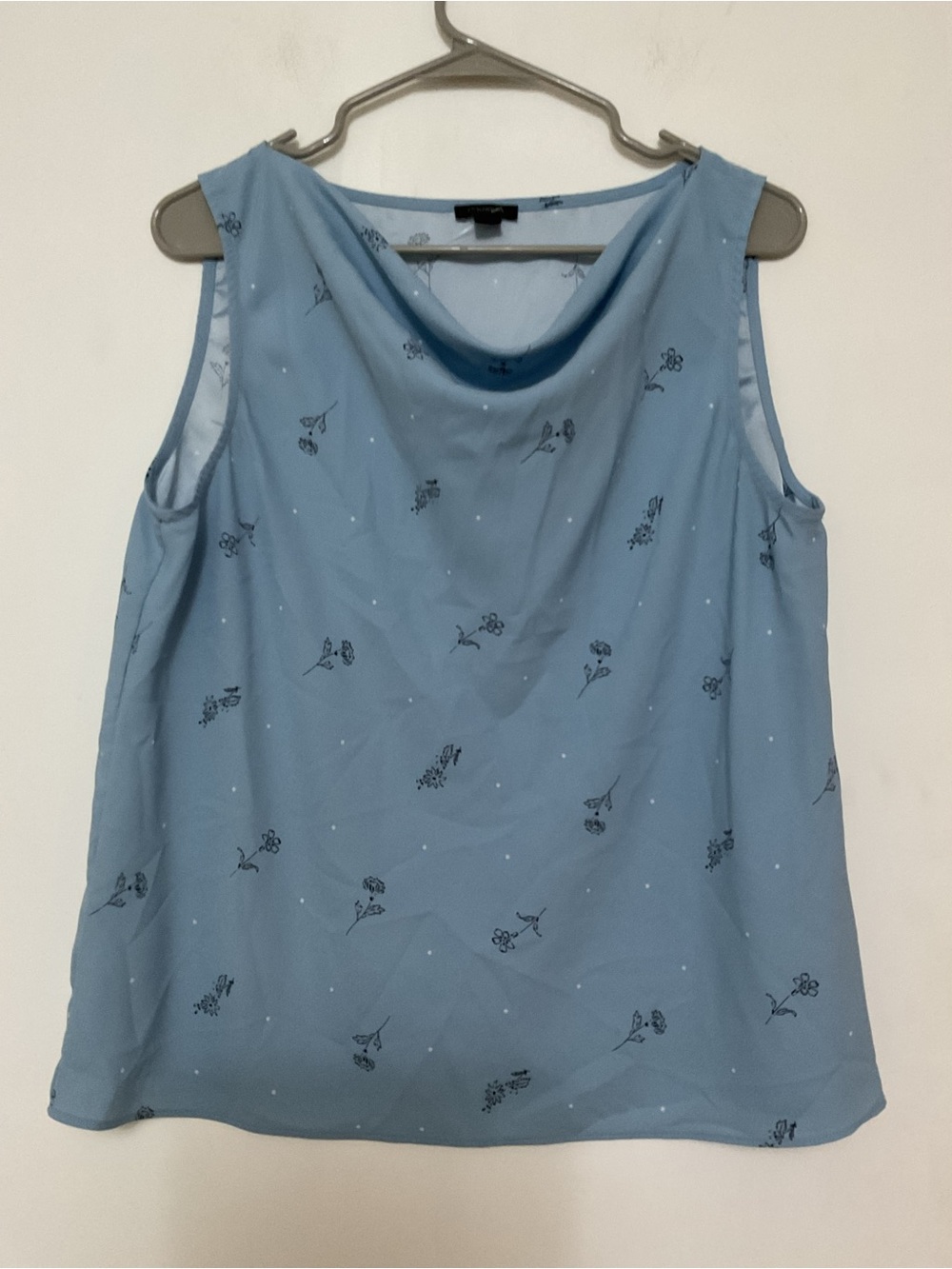 Ann Taylor Light Blue Floral Cowl Neck Sleeveless Top